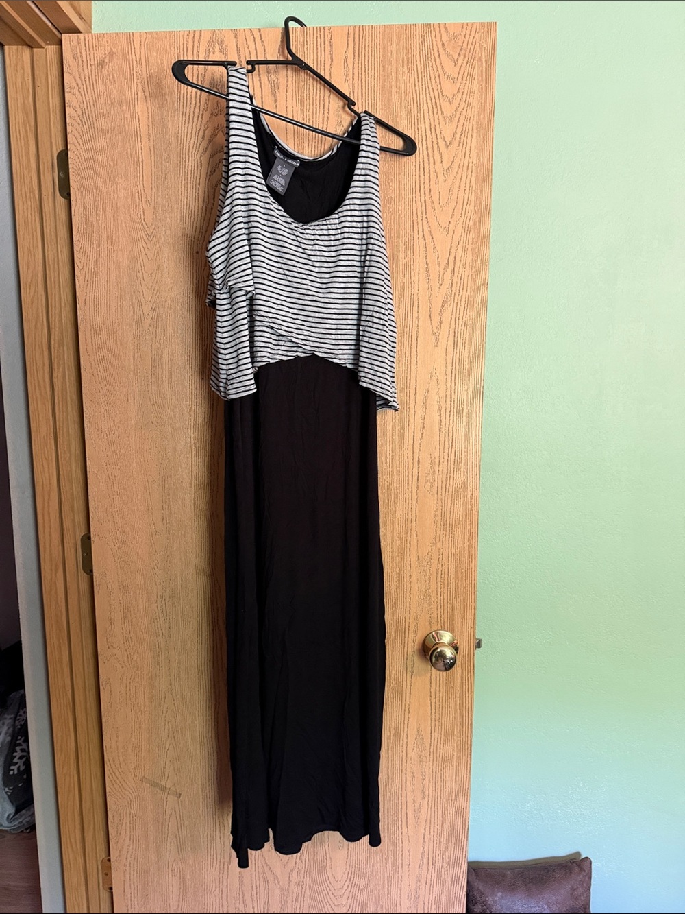Chelsea & Theodore Black and Gray Striped Layered Dress
